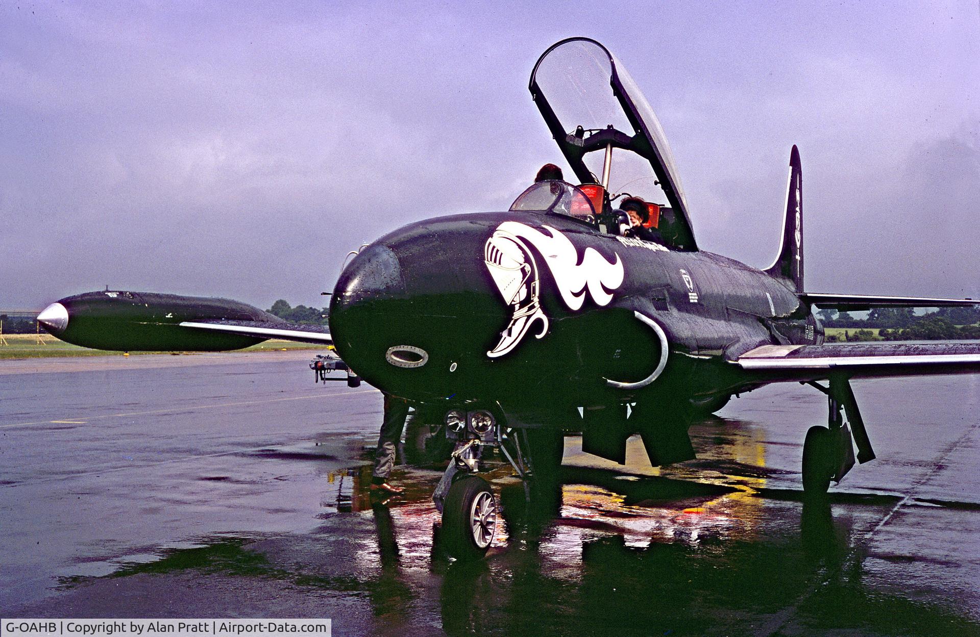 G-OAHB, 1954 Canadair CT-133 Silver Star 3 C/N T33-261, Aircraft in for refuelling sometime in 1970`s . Unable to give specific date.