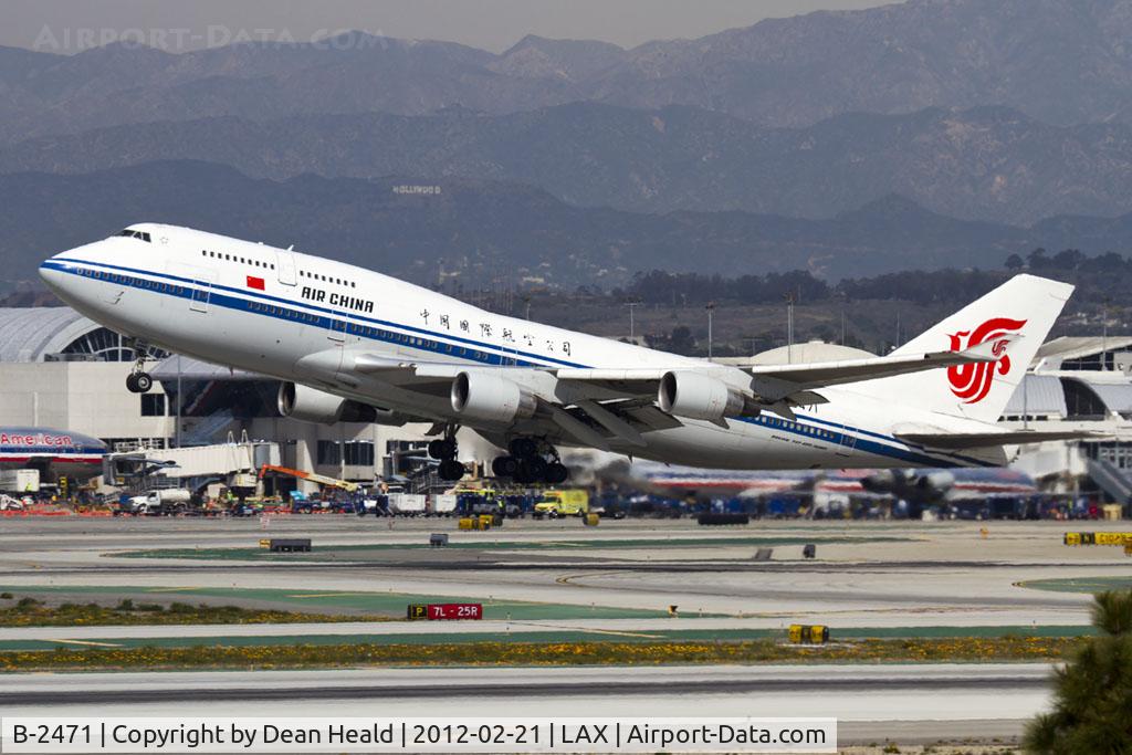 B-2471, 1999 Boeing 747-4J6 C/N 29071, Air China B-2471 (FLT CCA988) departing RWY 25R en route to Beijing Capital Int'l (ZBAA/PEK).