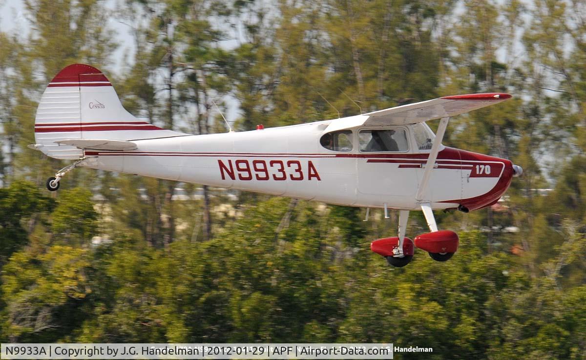 N9933A, 1950 Cessna 170A C/N 19411, landing at Naples FL