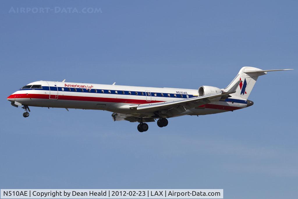 N510AE, 2003 Bombardier CRJ-701 (CL-600-2C10) Regional Jet C/N 10105, American Eagle N510AE (FLT EGF3719) from Houston Bush Intercontinental Airport (KIAH) on short final to RWY 25L.