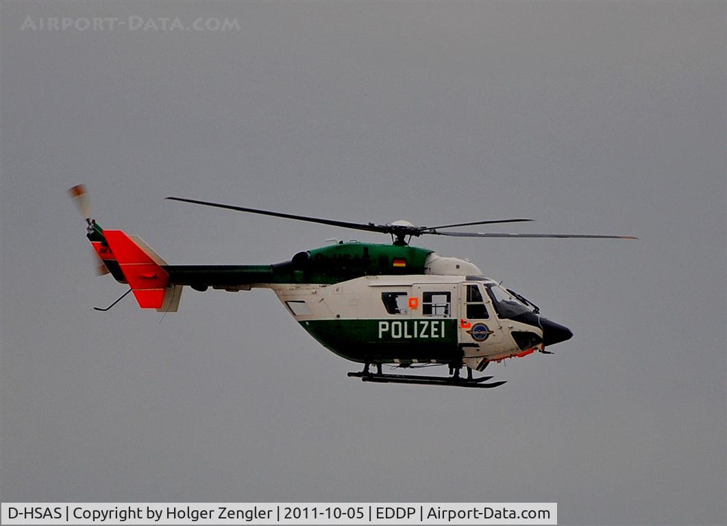 D-HSAS, MBB-Kawasaki BK-117B-2 C/N 7241, Crossing Airport Leipzig area....