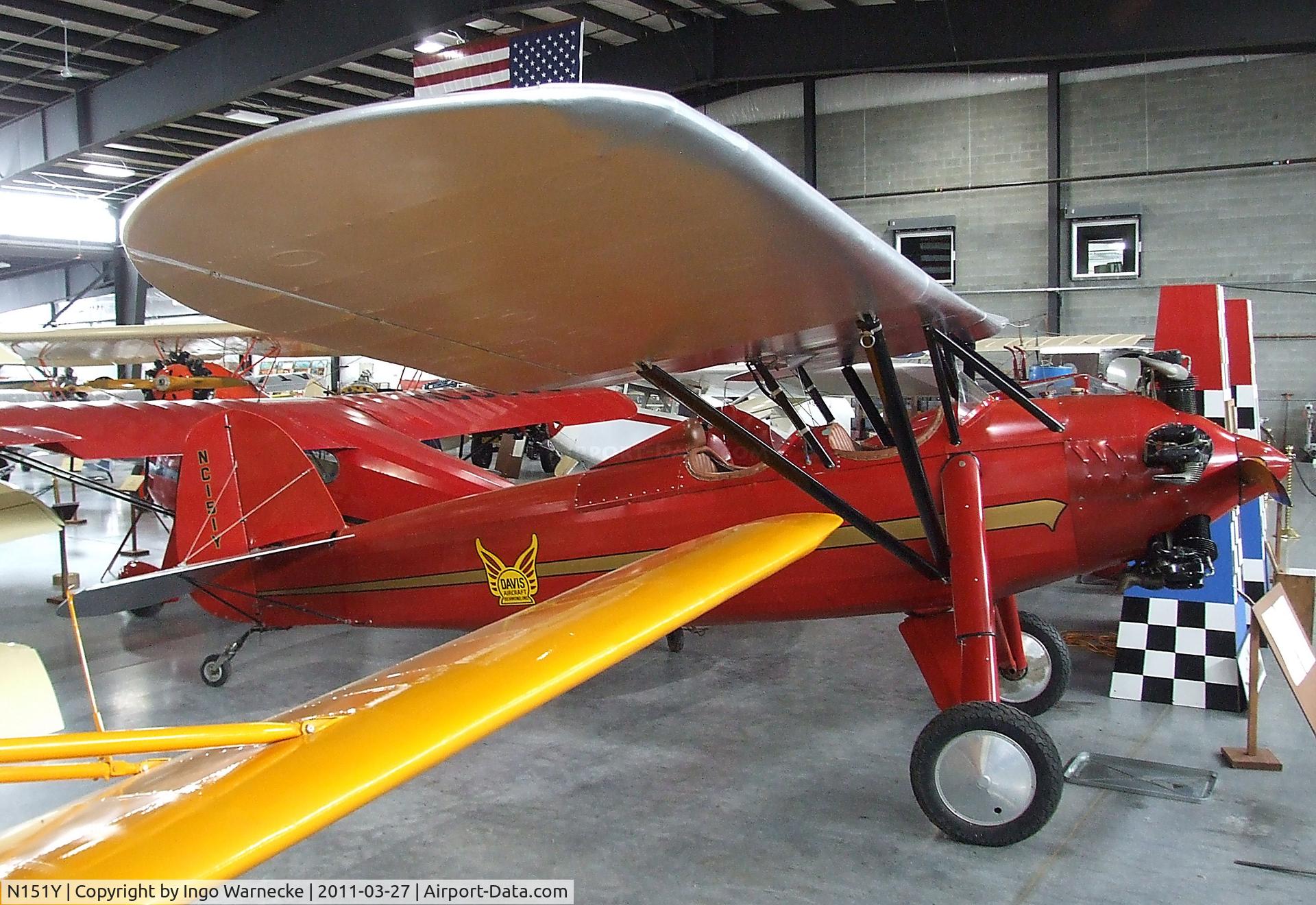 N151Y, 1930 Davis D-1-K C/N 510, Davis D-1-K at the Western Antique Aeroplane and Automobile Museum, Hood River OR