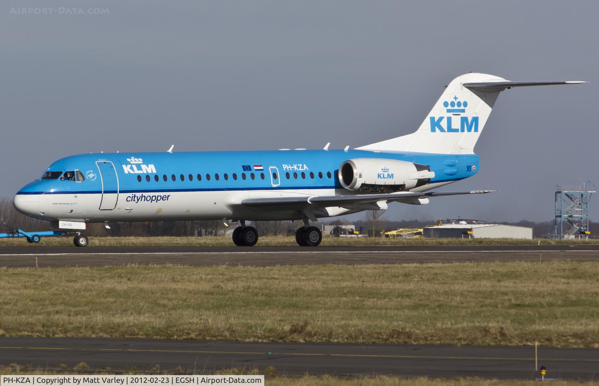PH-KZA, 1996 Fokker 70 (F-28-070) C/N 11567, Being towed to the compass check area.