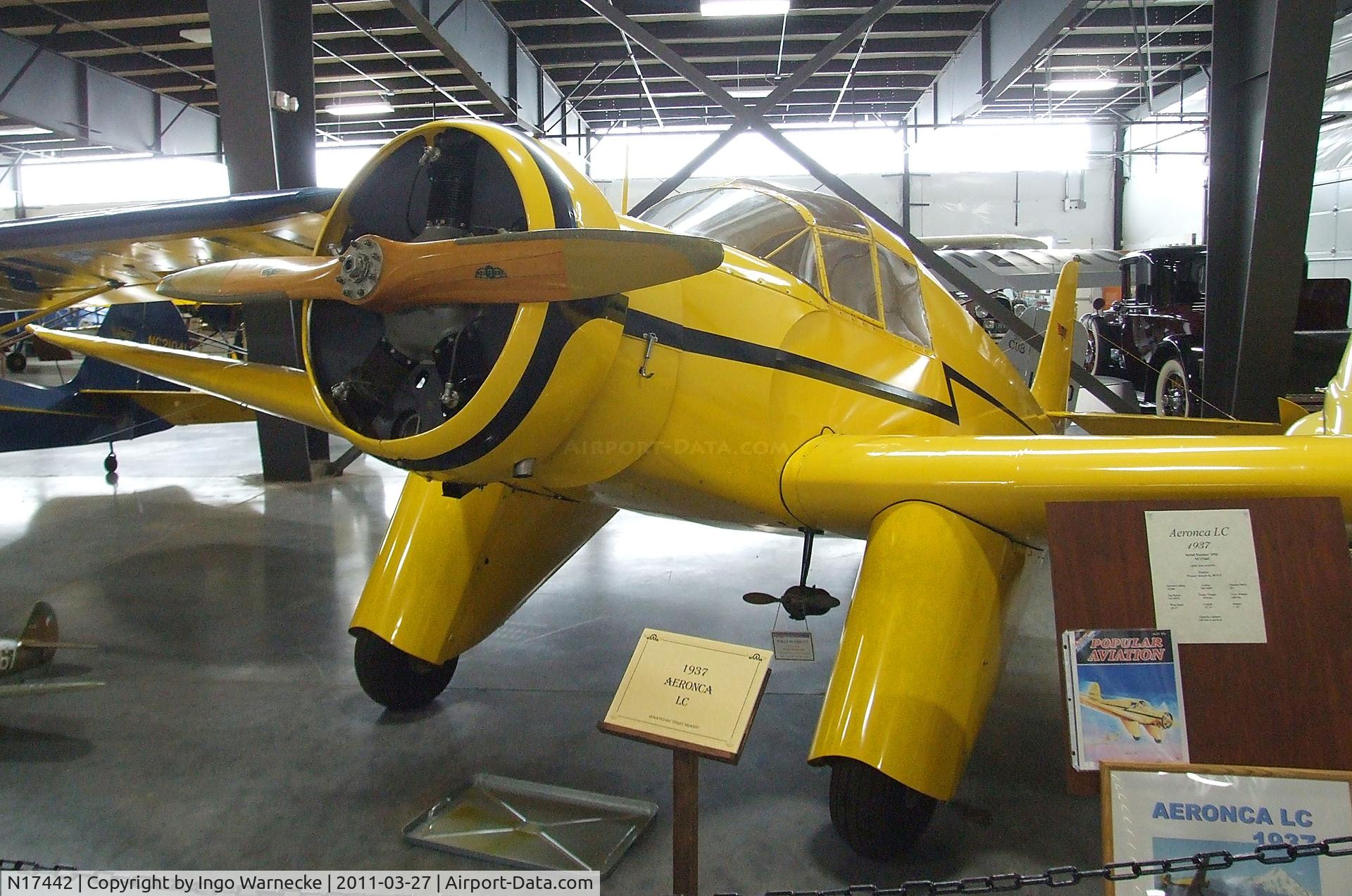 N17442, 1937 Aeronca LC C/N 2056, Aeronca LC at the Western Antique Aeroplane and Automobile Museum, Hood River OR