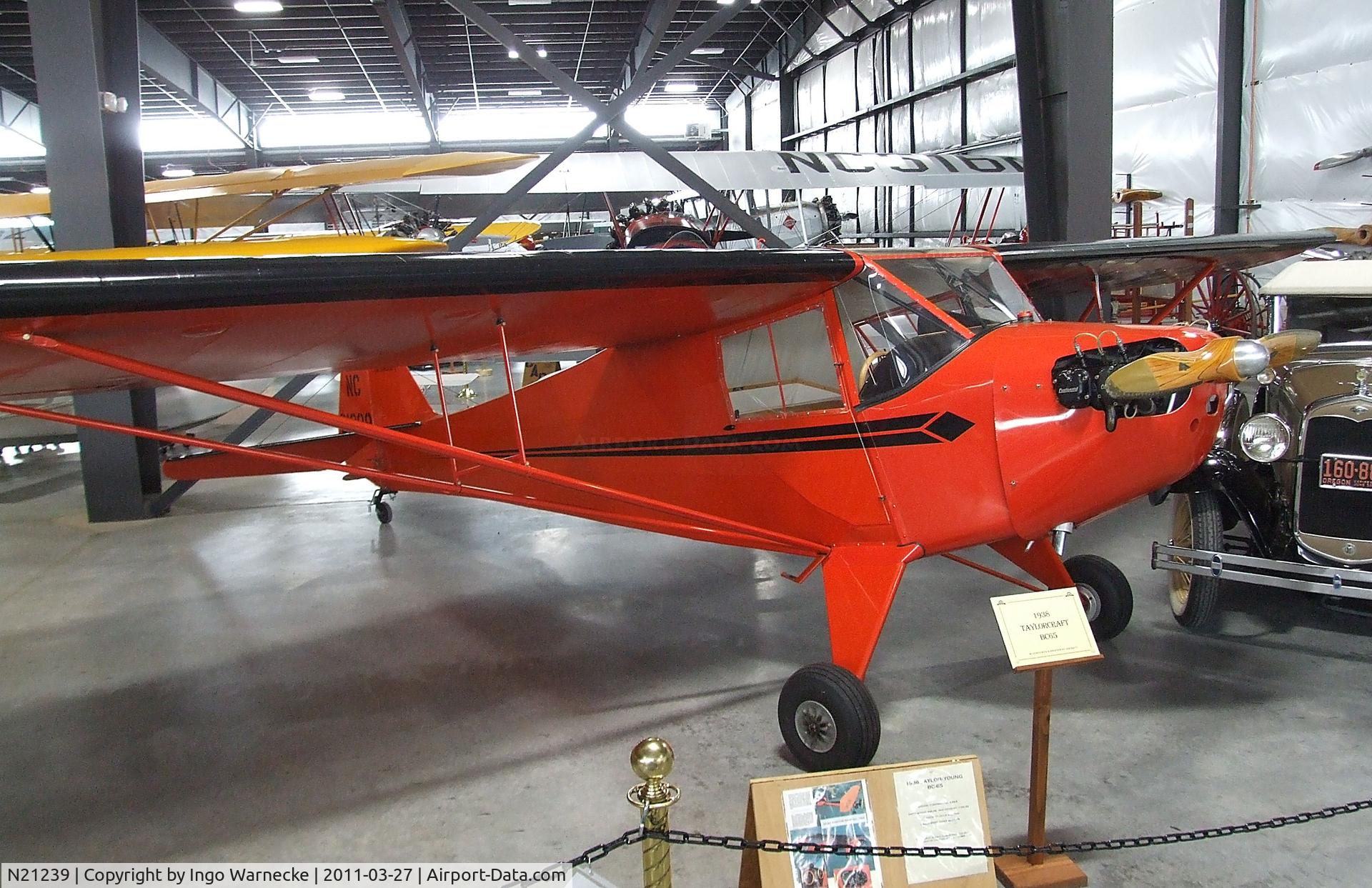 N21239, 1938 Taylorcraft BC-65 C/N 1029, Taylorcraft BC-65 at the Western Antique Aeroplane and Automobile Museum, Hood River OR