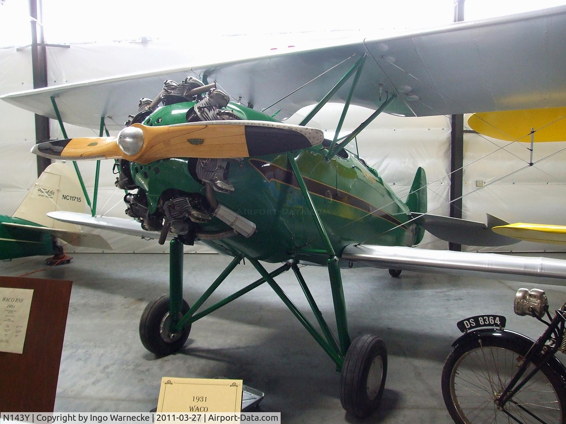 N143Y, 1931 Waco RNF C/N 3417, Waco RNF at the Western Antique Aeroplane and Automobile Museum, Hood River OR