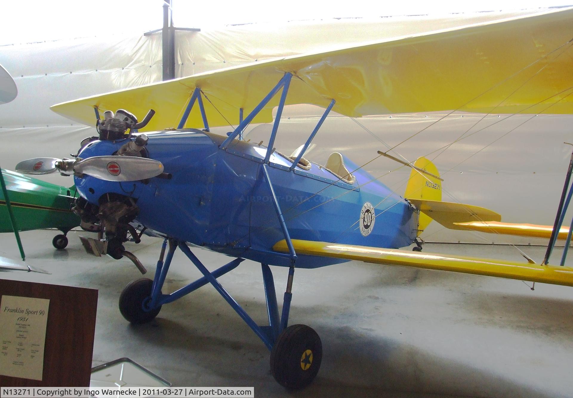 N13271, Franklin 90 C/N 106, Franklin Sport 90 at the Western Antique Aeroplane and Automobile Museum, Hood River OR