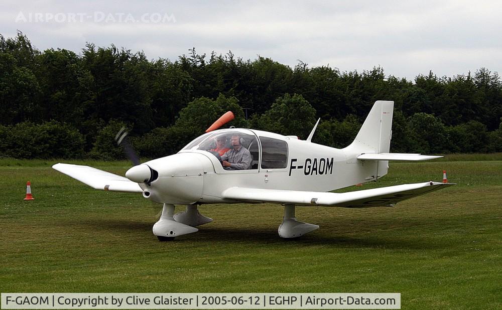 F-GAOM, Robin DR-400-108  Dauphin 2+2 C/N 1220, Re-registered to G-GAOM 24.6.2005 & originally owned by; Exeter Aviation Ltd (24.6.2005)