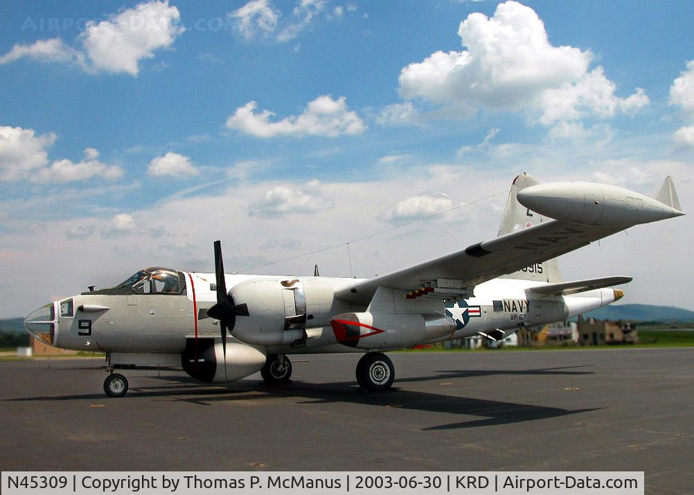 N45309, 1957 Lockheed SP-2H (P2V-7S) Neptune C/N 726-7180, Lockheed P2V-7 Neptune disoplaying the mrkings of VP-67, on display at MAAM (KRDG).  Aircraft has fallen into disrepair, no longer operational.