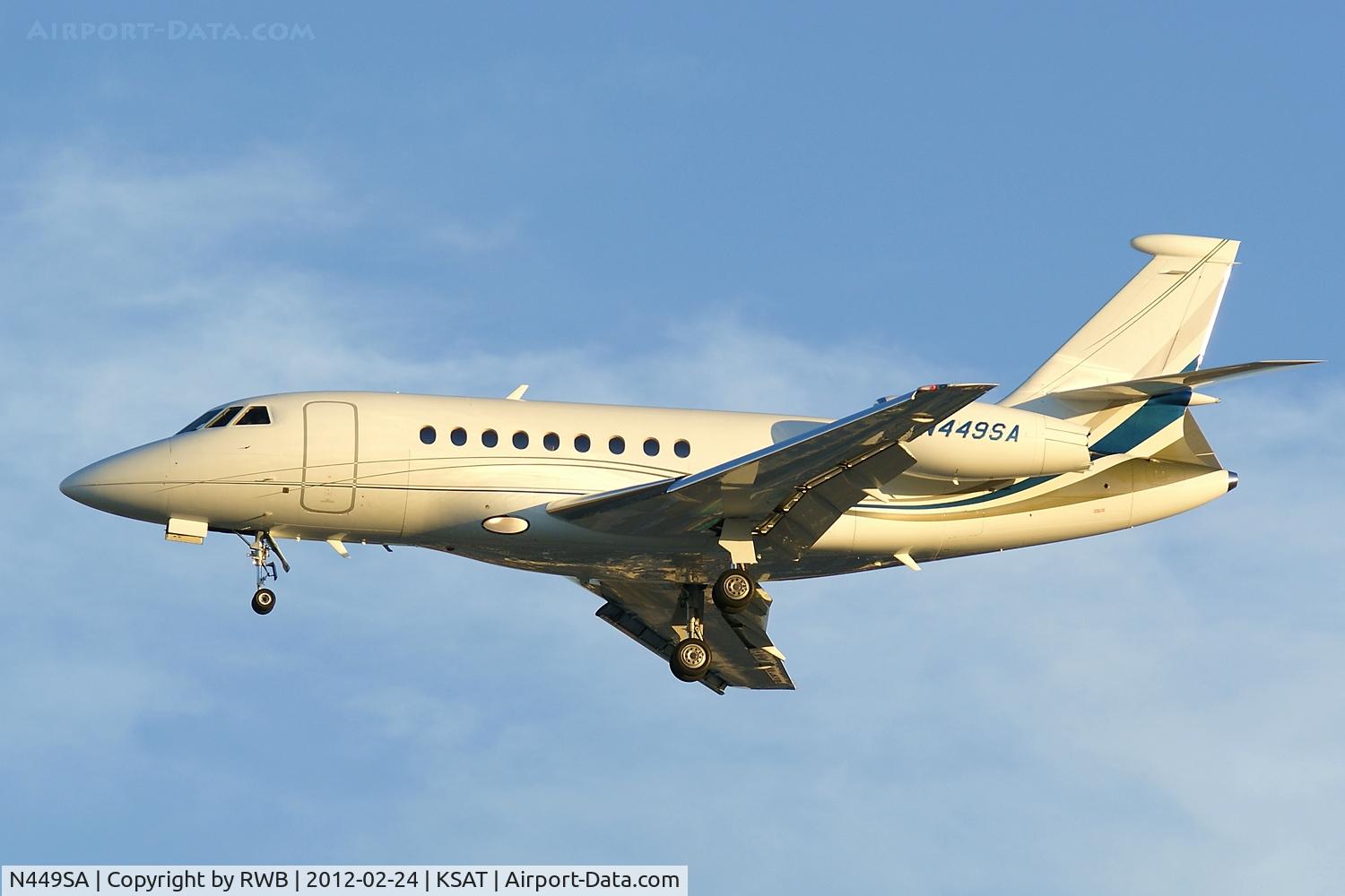 N449SA, 2008 Dassault Falcon 2000EX C/N 171, On approach 3 at sunset.