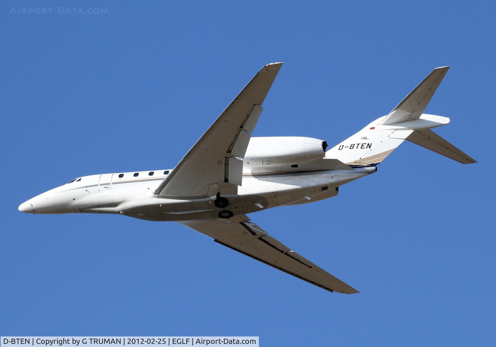 D-BTEN, 1999 Cessna 750 Citation X Citation X C/N 750-0085, Departing Farnborough as BVR202