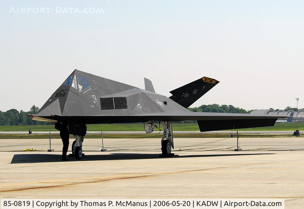 85-0819, 1985 Lockheed F-117A Nighthawk C/N A.4049, A/C assigned to Tonopah Test range, on display at Andrews AFB, Maryland.