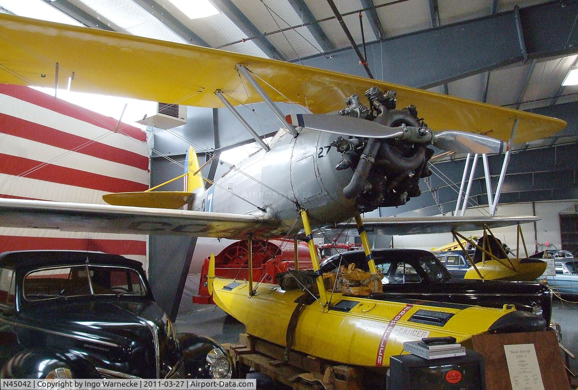 N45042, 1940 Naval Aircraft Factory N3N-3 C/N 2582, Naval Aircraft Factory N3N-3 on float at the Western Antique Aeroplane and Automobile Museum, Hood River OR