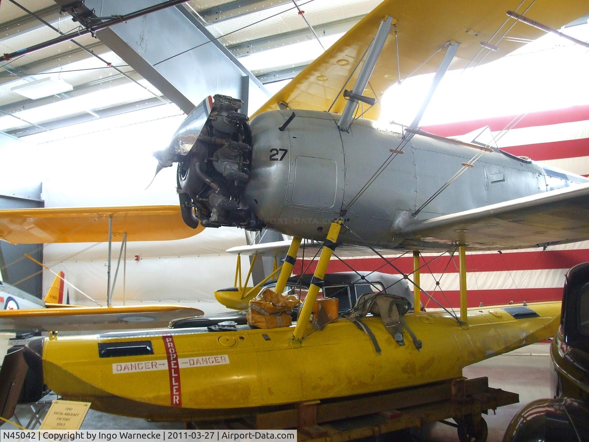 N45042, 1940 Naval Aircraft Factory N3N-3 C/N 2582, Naval Aircraft Factory N3N-3 on float at the Western Antique Aeroplane and Automobile Museum, Hood River OR