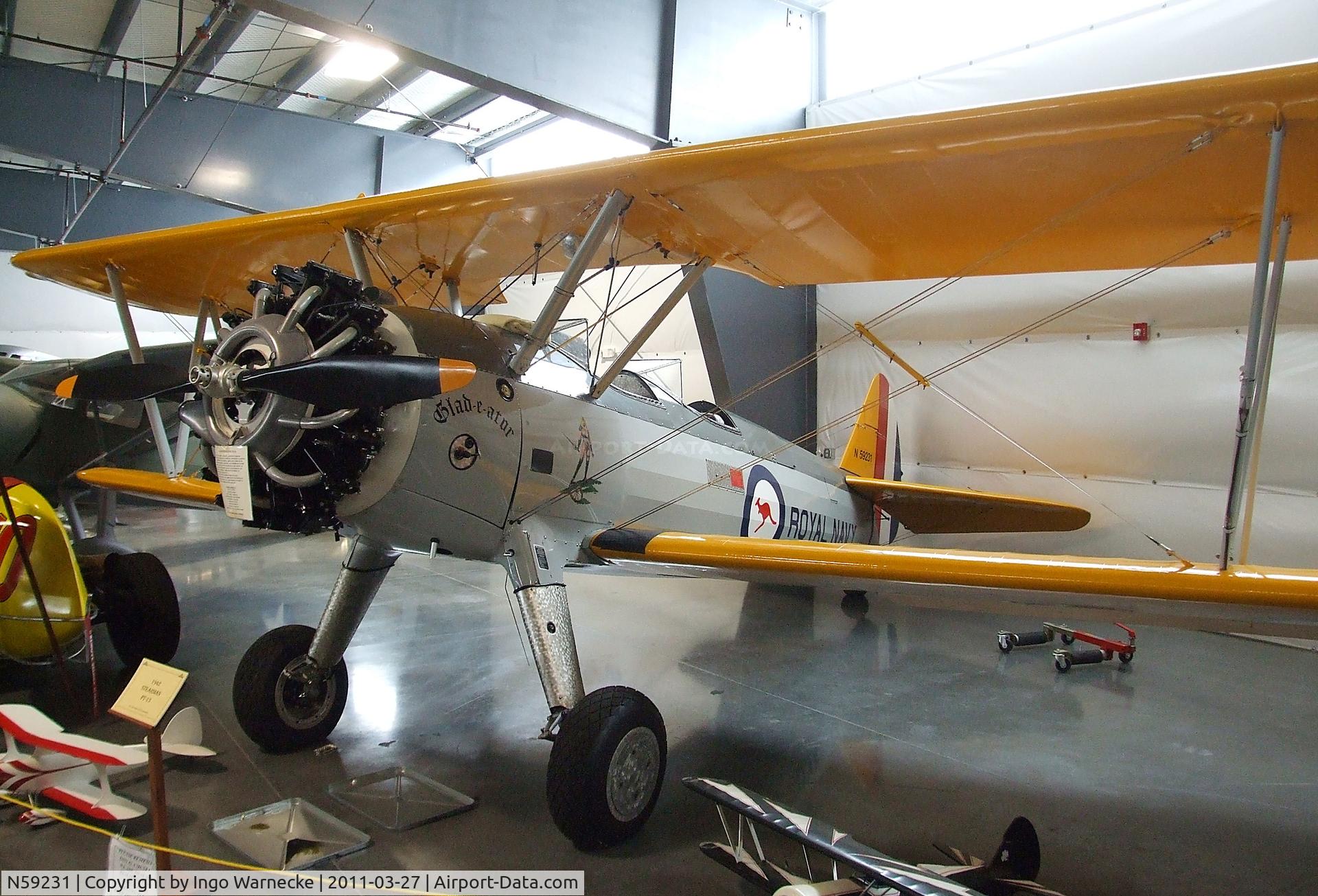 N59231, 1942 Boeing A75N1(PT17) C/N 75-4367, Stearman (Boeing) A75N1 (PT-17) at the Western Antique Aeroplane and Automobile Museum, Hood River OR