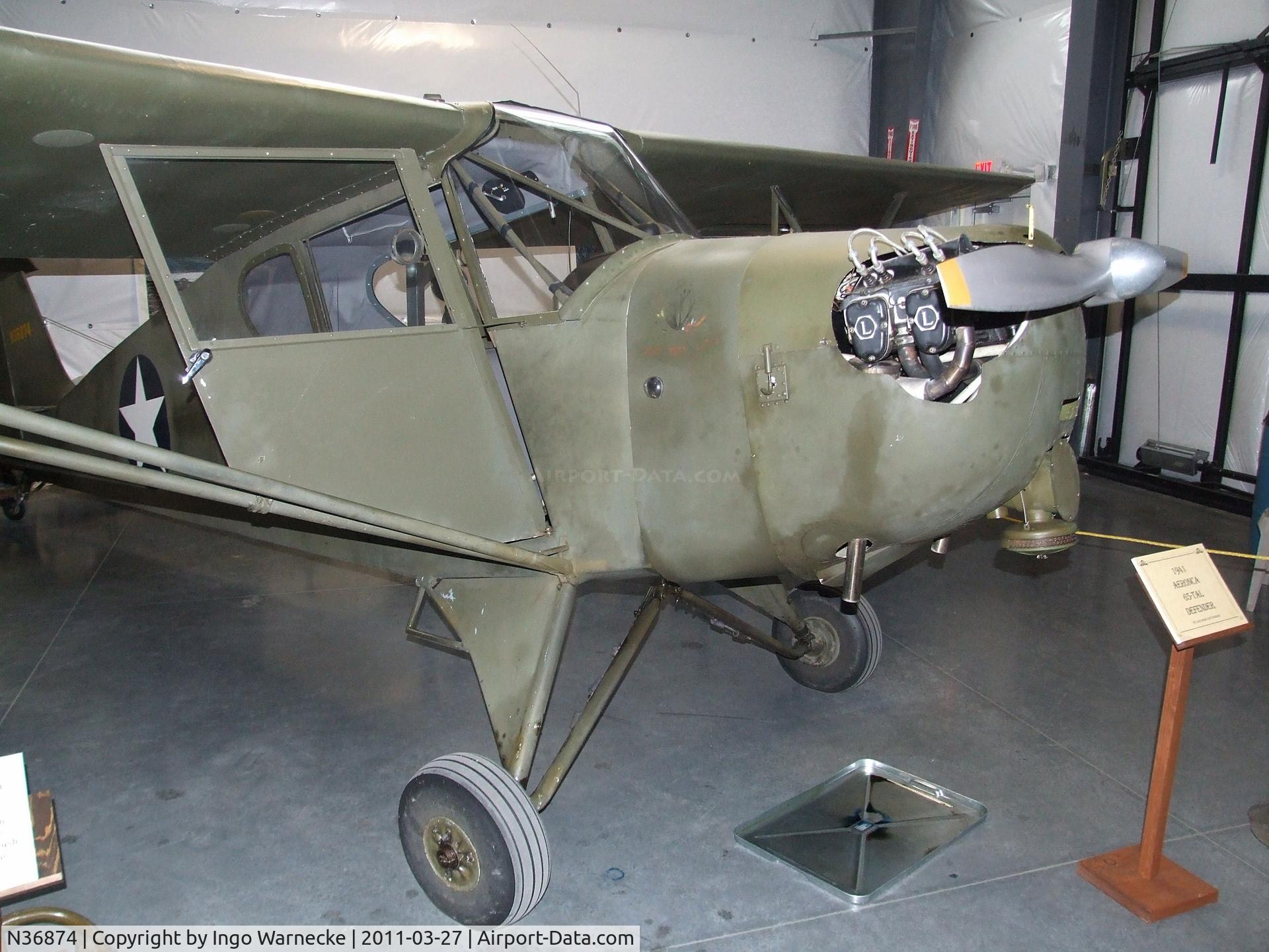 N36874, 1941 Aeronca 65-TAL C/N L1971TA, Aeronca 65-TAL (TC-65 Defender) at the Western Antique Aeroplane and Automobile Museum, Hood River OR