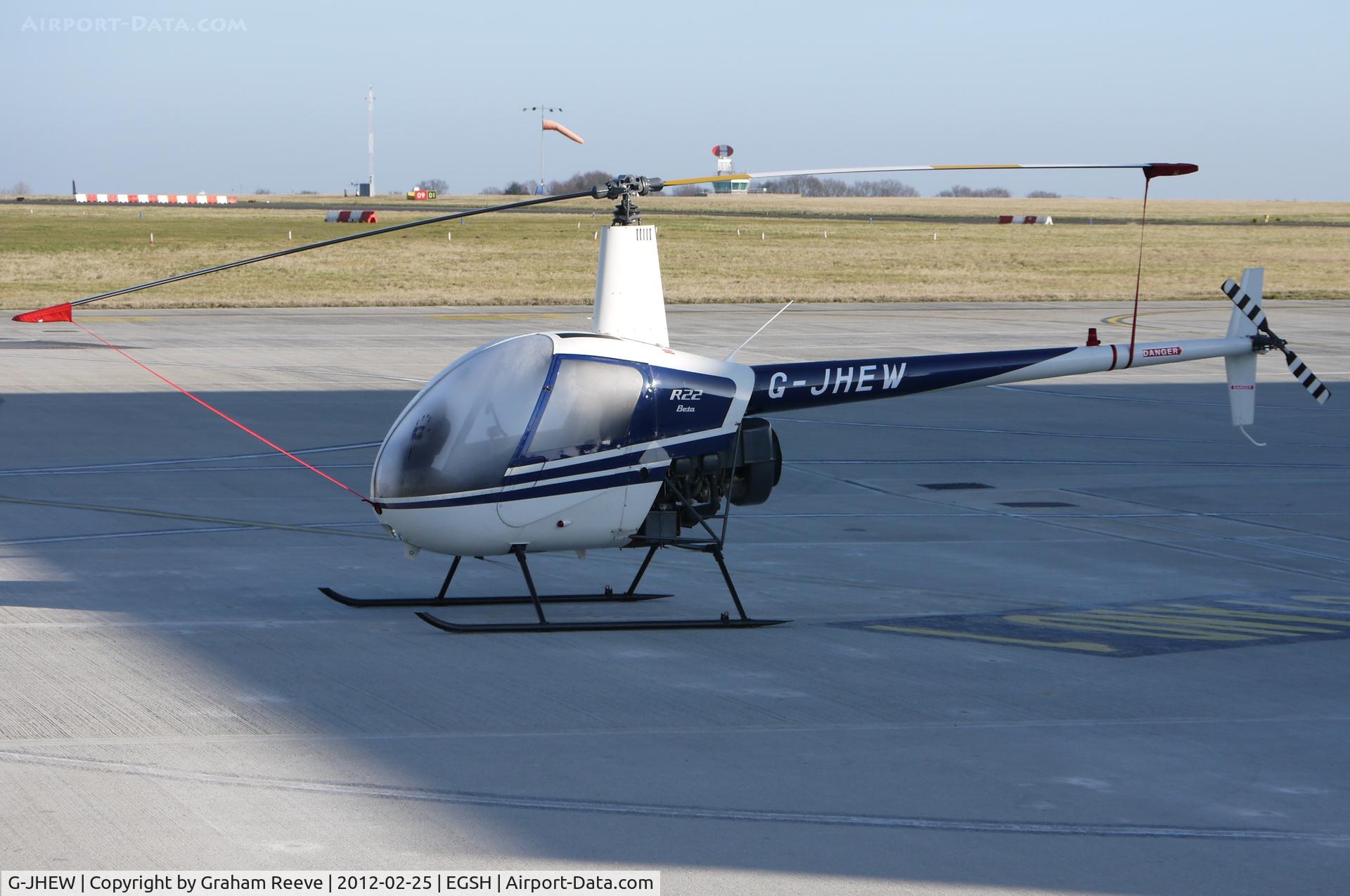 G-JHEW, 1987 Robinson R22 Beta C/N 0672, Parked at Norwich.