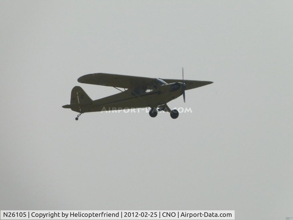 N26105, Piper J3C-65 Cub Cub C/N 4051, Climbing out from take off of 26R