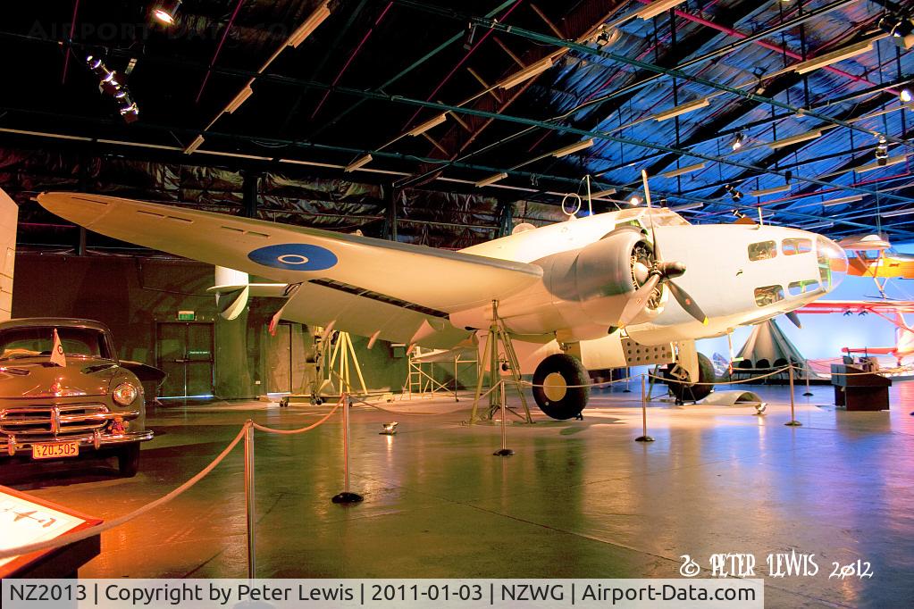 NZ2013, Lockheed Hudson III C/N 414-3826, ex-V9241, Arr NZ on 'Limerick', BOC Hobsonville Sept1941. Sold 9May49 Mr J W Clark of Oamaru ex-Taieri, to RNZAF Museum at Wigram 1985, restoration with parts from NZ2084 completed Jul96