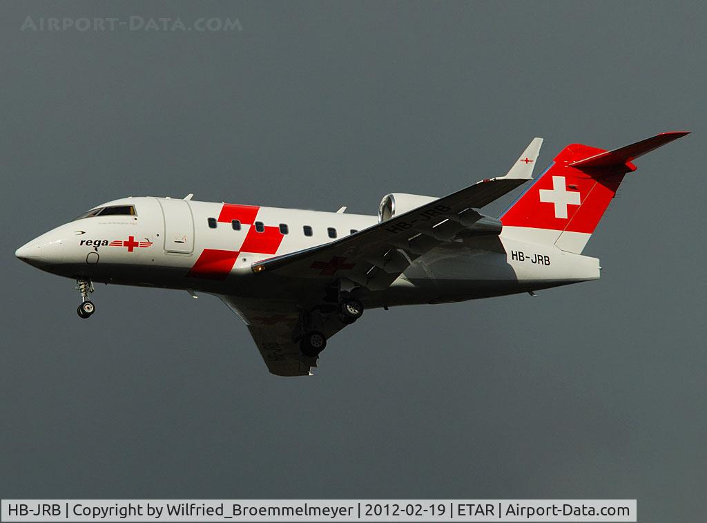 HB-JRB, 2002 Bombardier Challenger 604 (CL-600-2B16) C/N 5530, On Approach to Runway 26 of Ramstein Air Base (Germany).