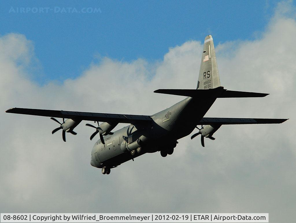 08-8602, 2008 Lockheed Martin C-130J-30 Super Hercules C/N 382-5611, On Approach to Runway 26 of Ramstein Air Base (Germany).