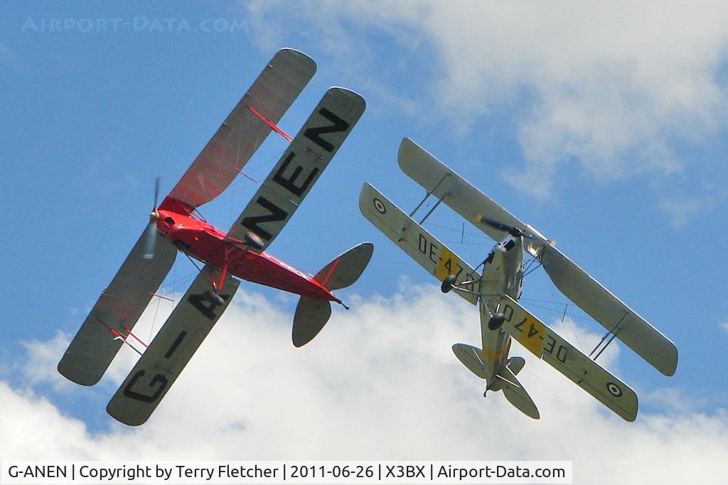 G-ANEN, 1942 De Havilland DH-82A Tiger Moth II C/N 85418, Tiger Moths re-enacting The Flying Circus at Baxterley 2011 Wings & Wheels