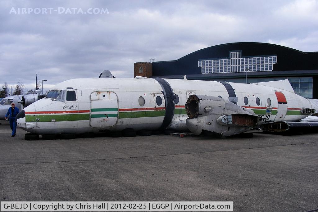 G-BEJD, 1961 Hawker Siddeley 748-105 Sr 1 C/N 1543, saved from the scrapman by the Speke Aerodrome Heritage Group, now waiting reassembly and preservation on the old Speke apron