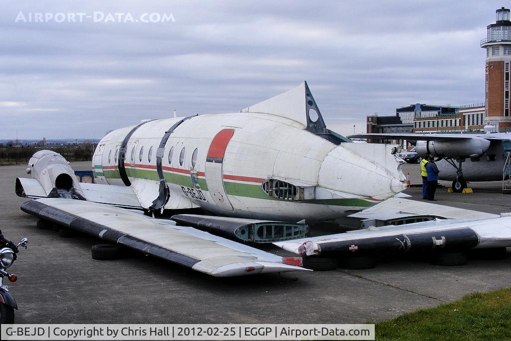 G-BEJD, 1961 Hawker Siddeley 748-105 Sr 1 C/N 1543, saved from the scrapman by the Speke Aerodrome Heritage Group, now waiting reassembly and preservation on the old Speke apron