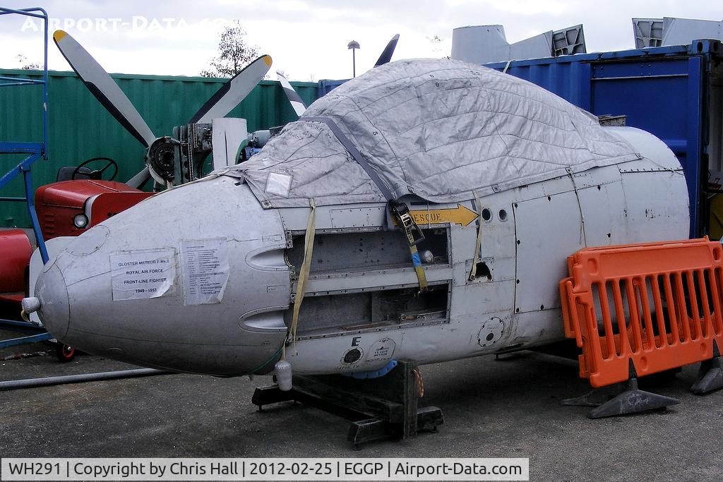 WH291, Gloster Meteor F.8 C/N Not found WH291, under restoration at the Speke Aerodrome Heritage Group (SAHG)