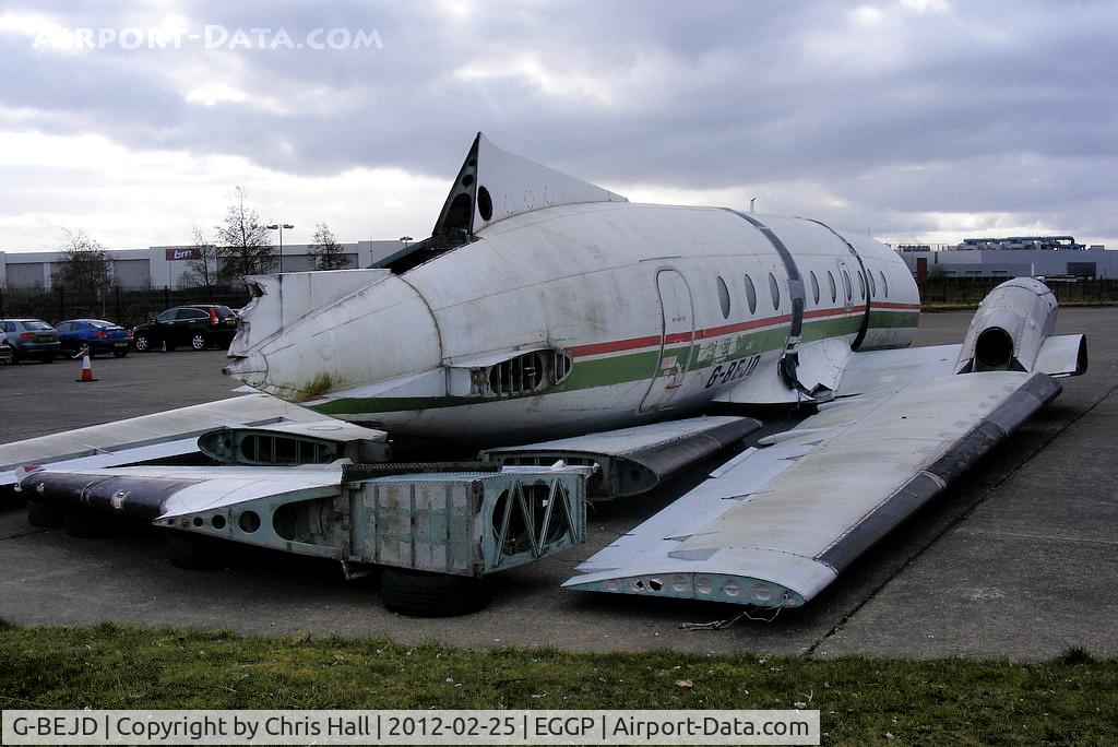G-BEJD, 1961 Hawker Siddeley 748-105 Sr 1 C/N 1543, saved from the scrapman by the Speke Aerodrome Heritage Group, now waiting reassembly and preservation on the old Speke apron