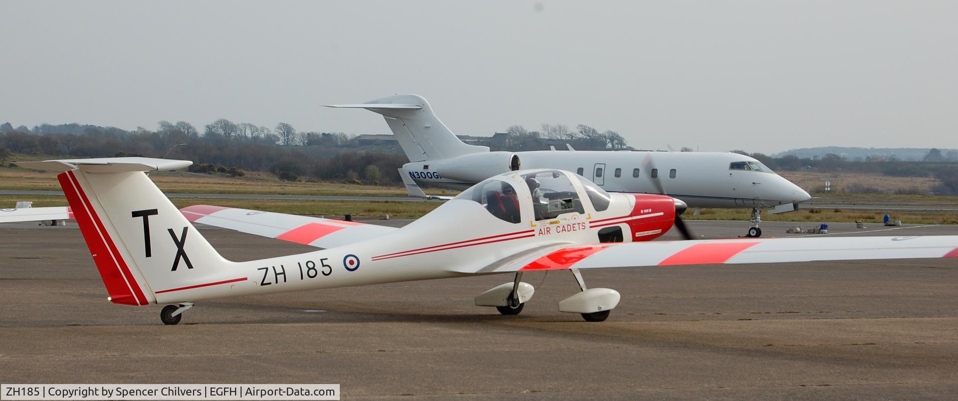 ZH185, Grob G-109B Vigilant T1 C/N 6533, ZH185 With N300GP BD100 Challenger 300 in the foreground.