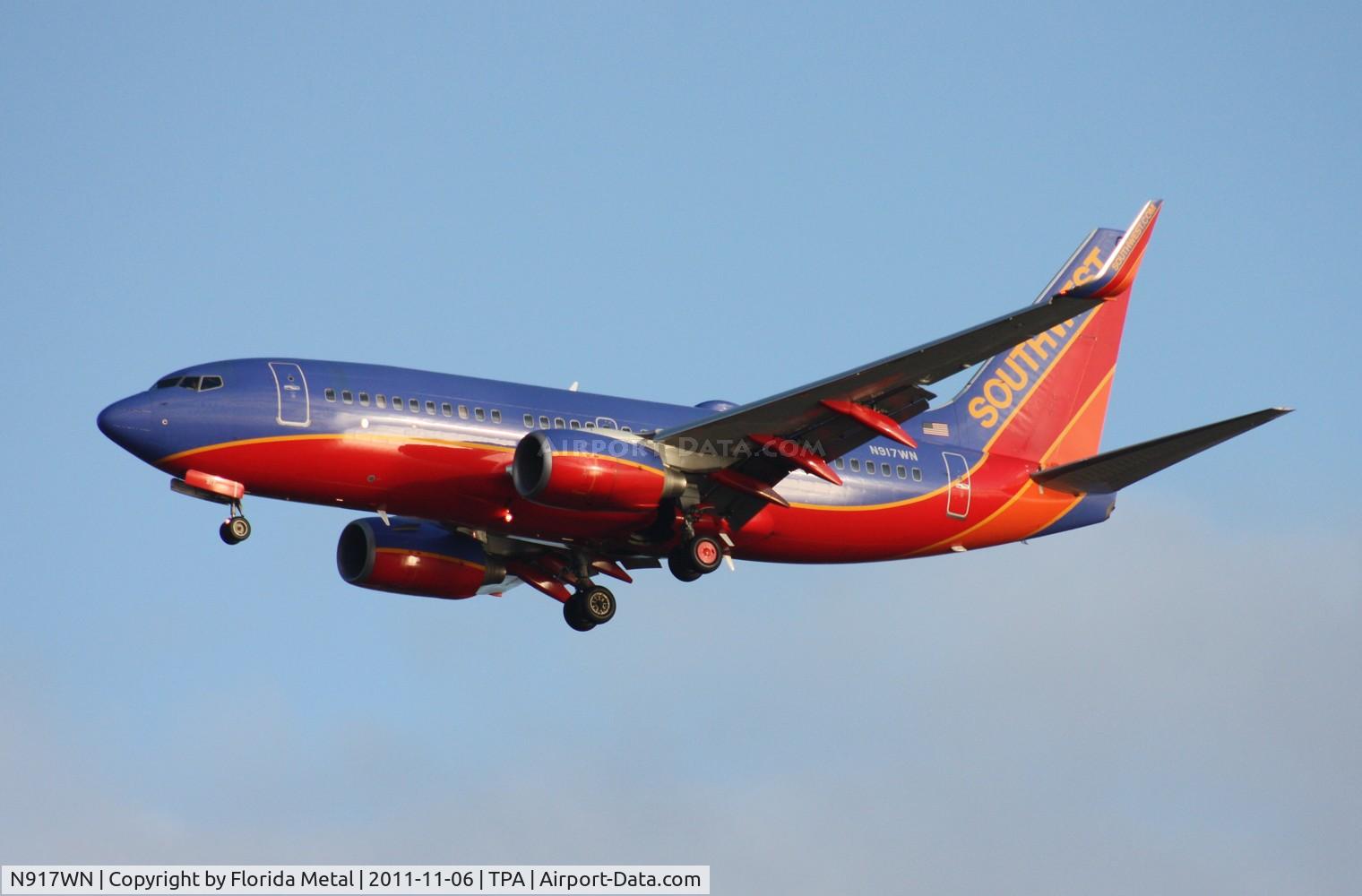 N917WN, 2008 Boeing 737-7H4 C/N 36624, Southwest 737