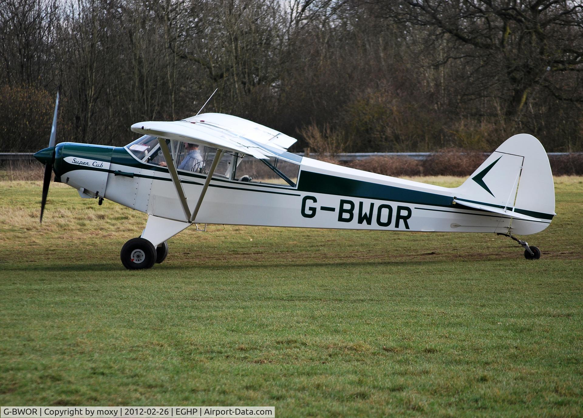 G-BWOR, 1952 Piper L-21B Super Cub C/N 18-2547, Piper PA-18-135 (Modified) Super Cub at Popham. Ex OO-WIS
