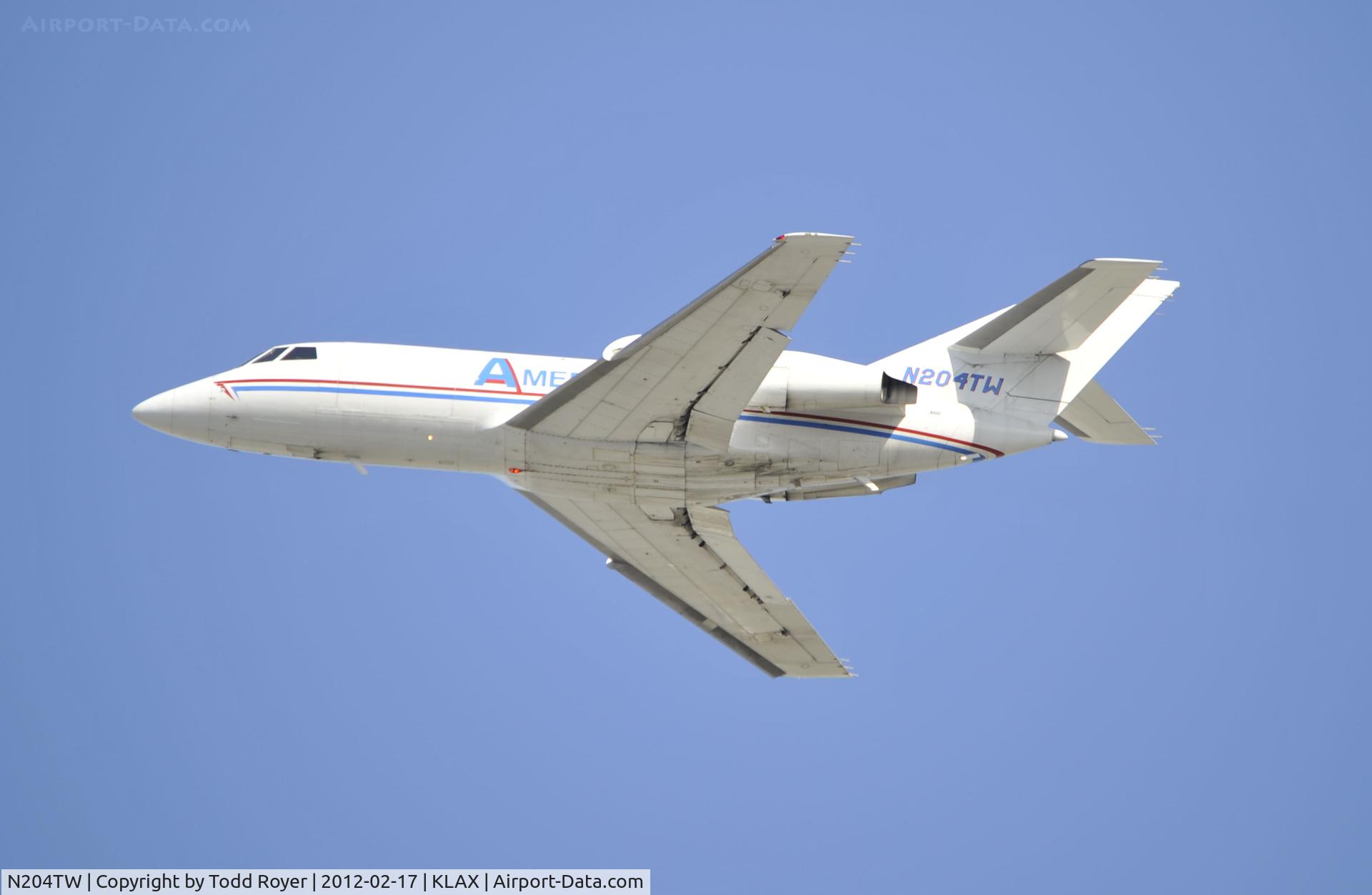 N204TW, 1969 Dassault Falcon (Mystere) 20D C/N 204, departing LAX on 25L