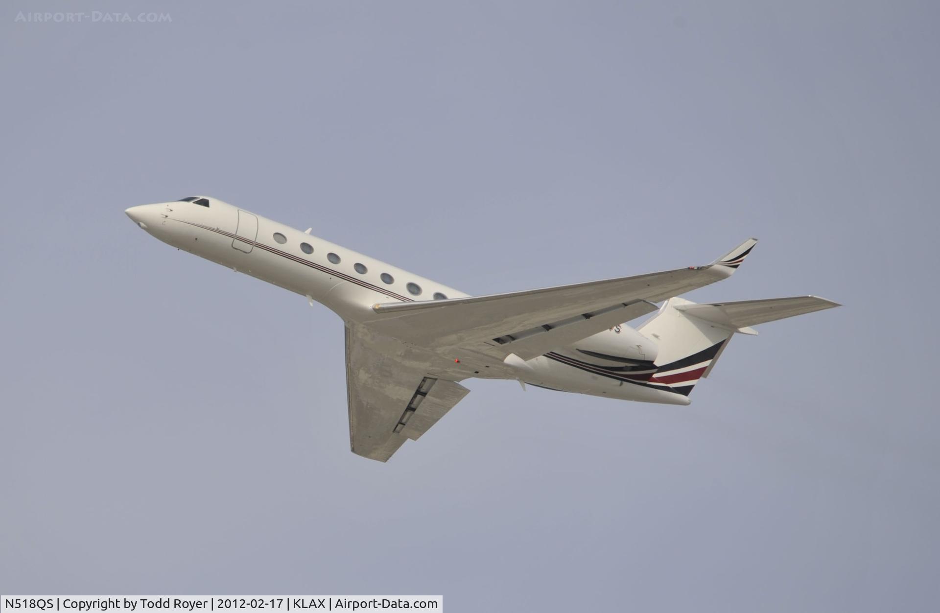 N518QS, 2005 Gulfstream Aerospace GV-SP (G550) C/N 5075, Departing LAX on 25L