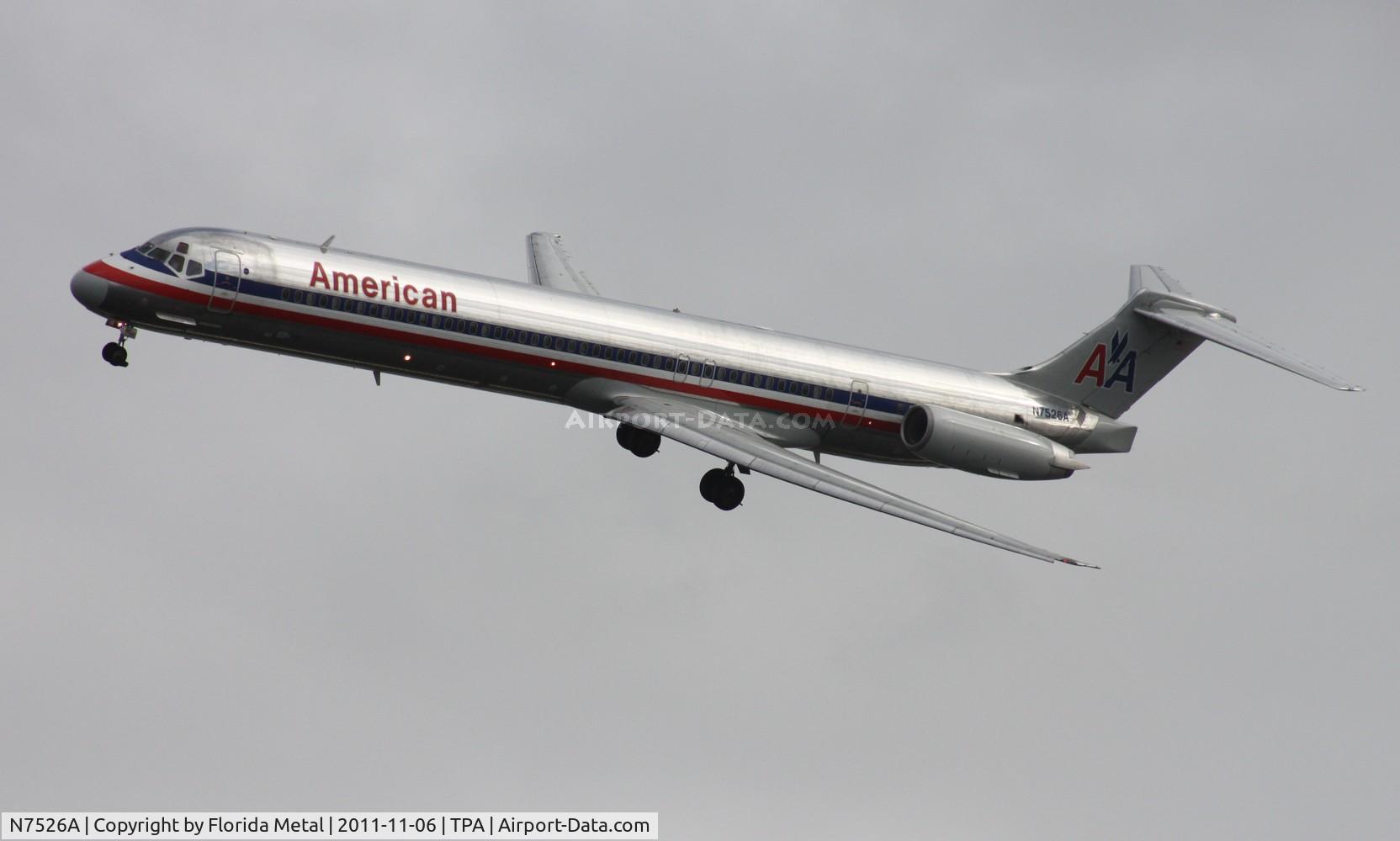 N7526A, 1990 McDonnell Douglas MD-82 (DC-9-82) C/N 49918, American MD-80 flew right above the Howard Frankland Bridge across the bay before making a Kai Tak style turn onto Runway 1L due to the Thunderbirds performing at nearby MacDill AFB, which closed the airspace around MacDill