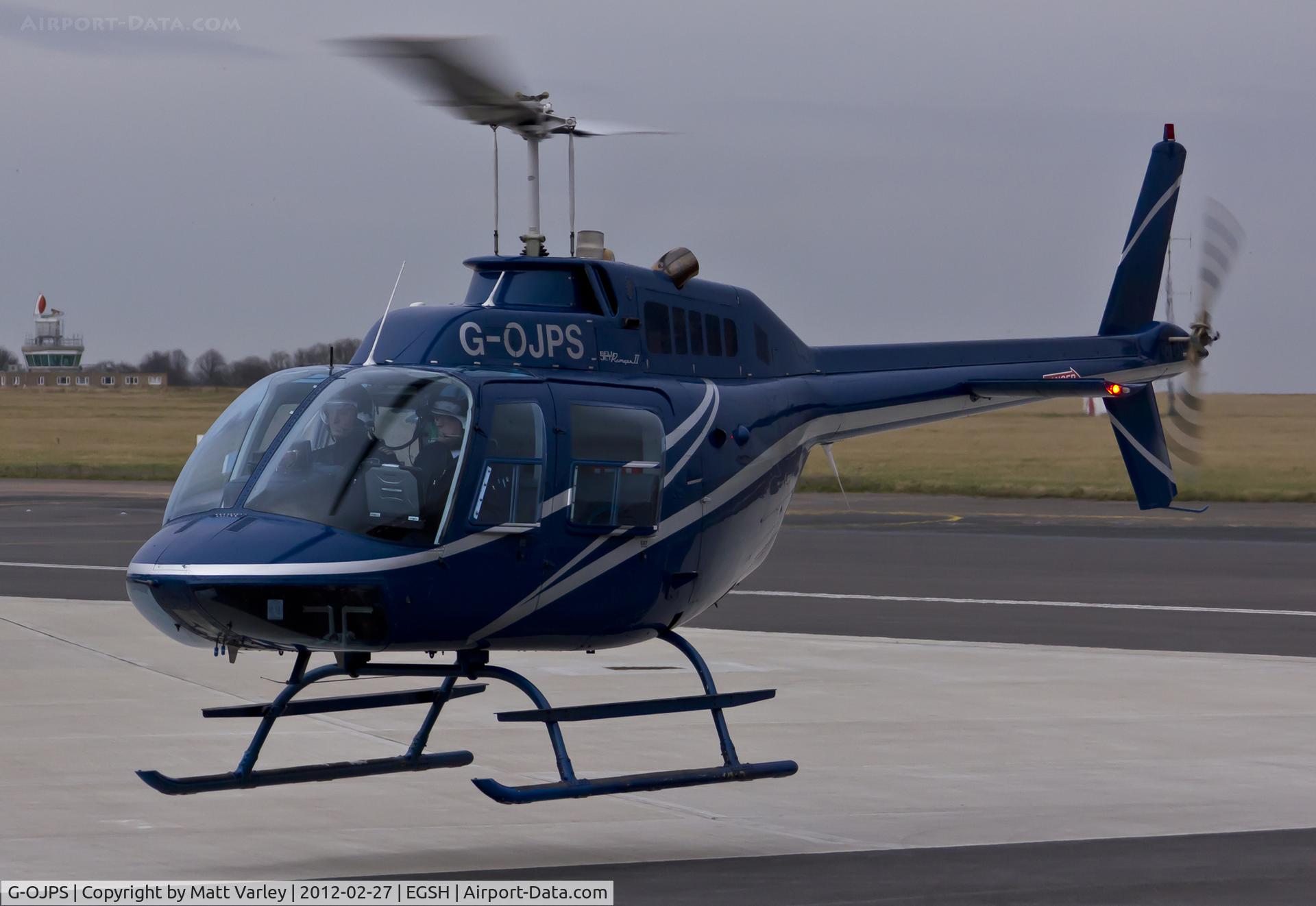 G-OJPS, 1974 Bell 206B JetRanger II C/N 1484, Arriving at SaxonAir after the sun had set.