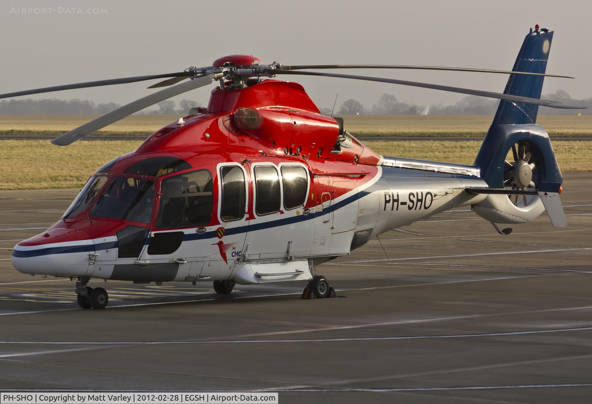 PH-SHO, 2006 Eurocopter EC-155B-1 C/N 6739, Sat on stand at SaxonAir in the morning sun.