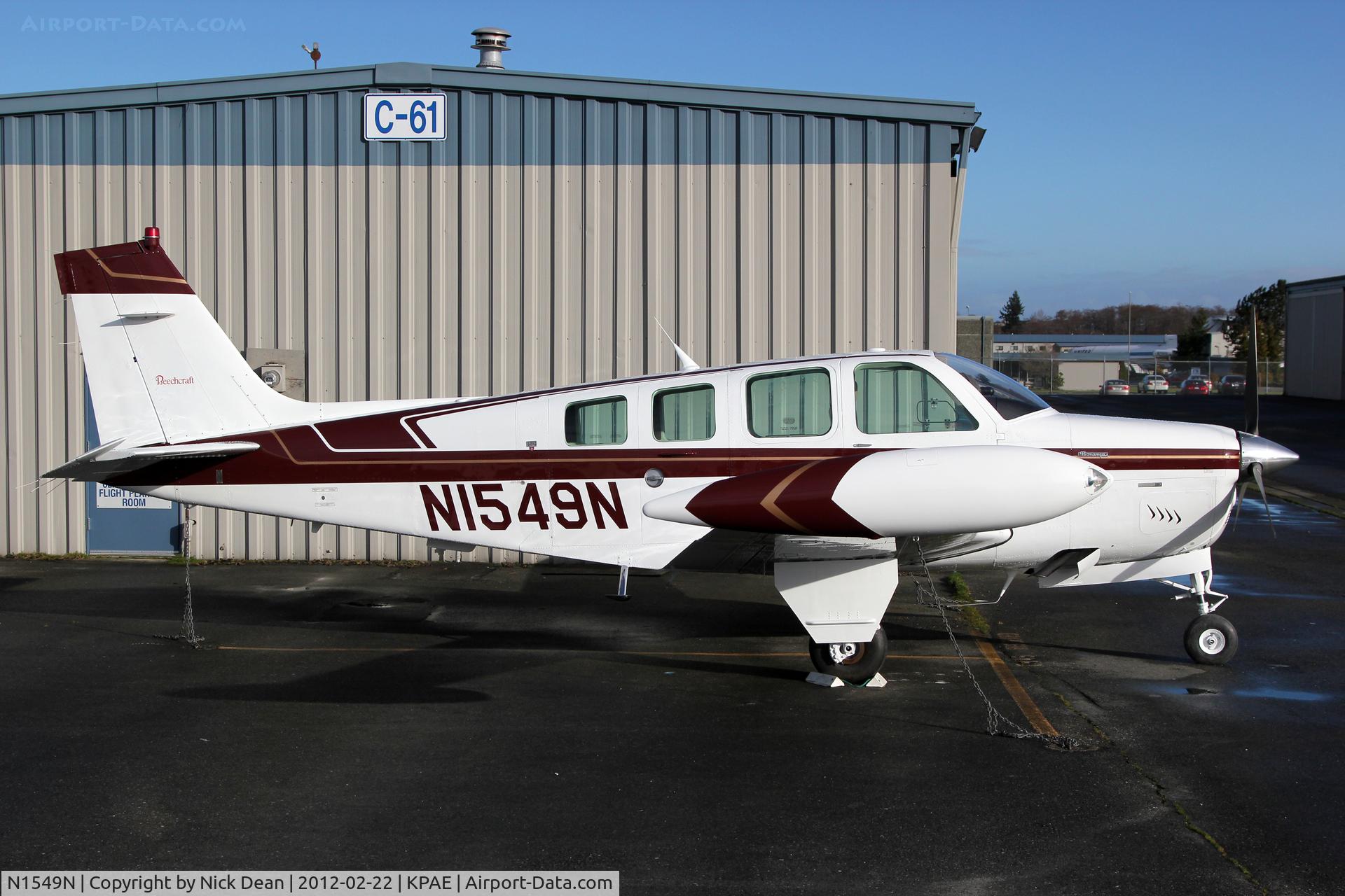 N1549N, 1989 Beech A36 Bonanza 36 C/N E-2474, KPAE/PAE