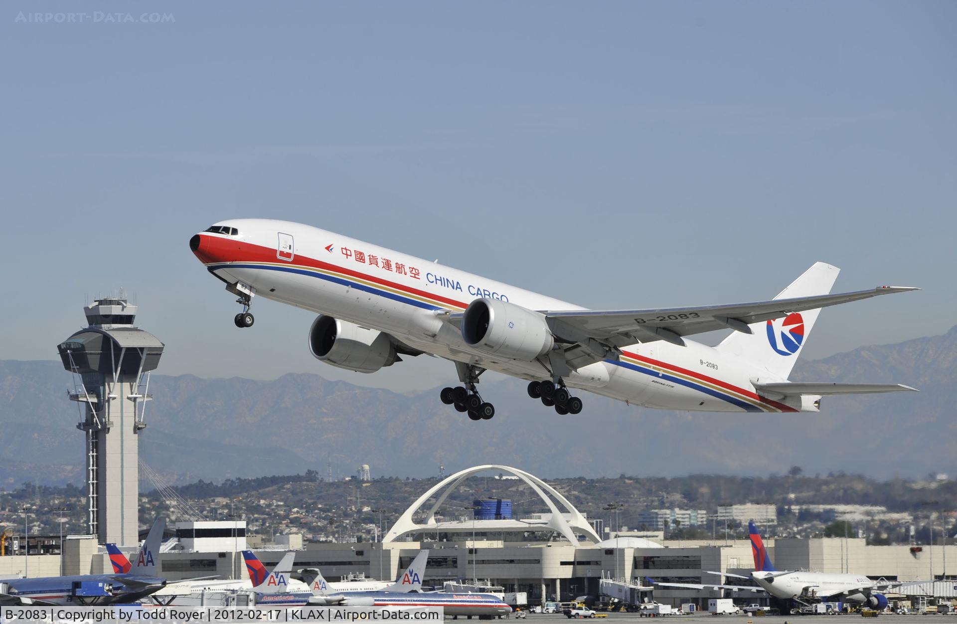 B-2083, 2011 Boeing 777-F6N C/N 37717, Departing LAX on 25R