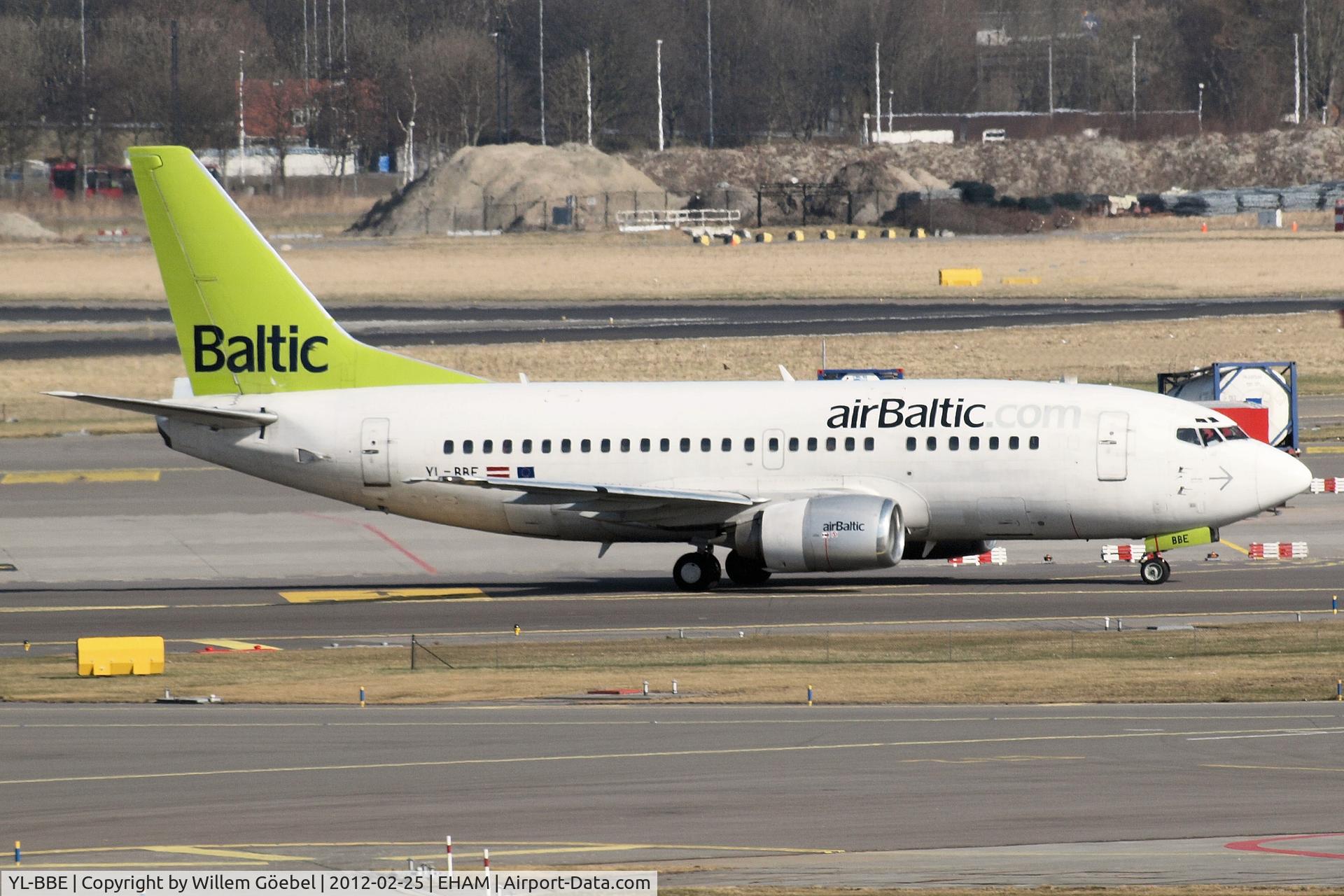 YL-BBE, 1998 Boeing 737-53S C/N 29073, Taxi to the gate of Schiphol Airport