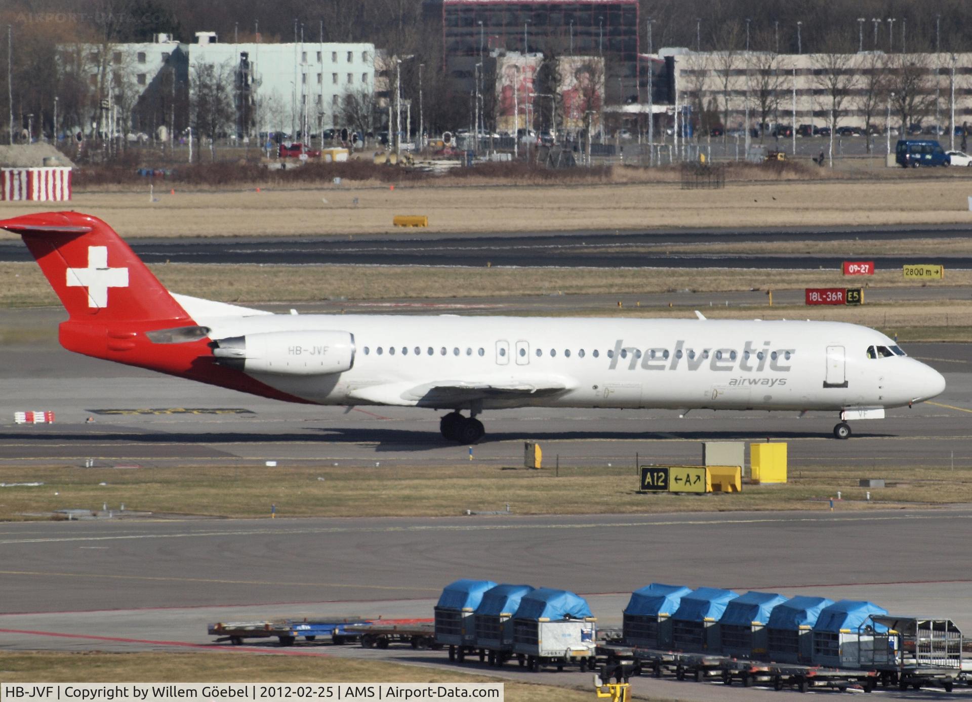 HB-JVF, 1993 Fokker 100 (F-28-0100) C/N 11466, Taxi to the gate of Schiphol Airport