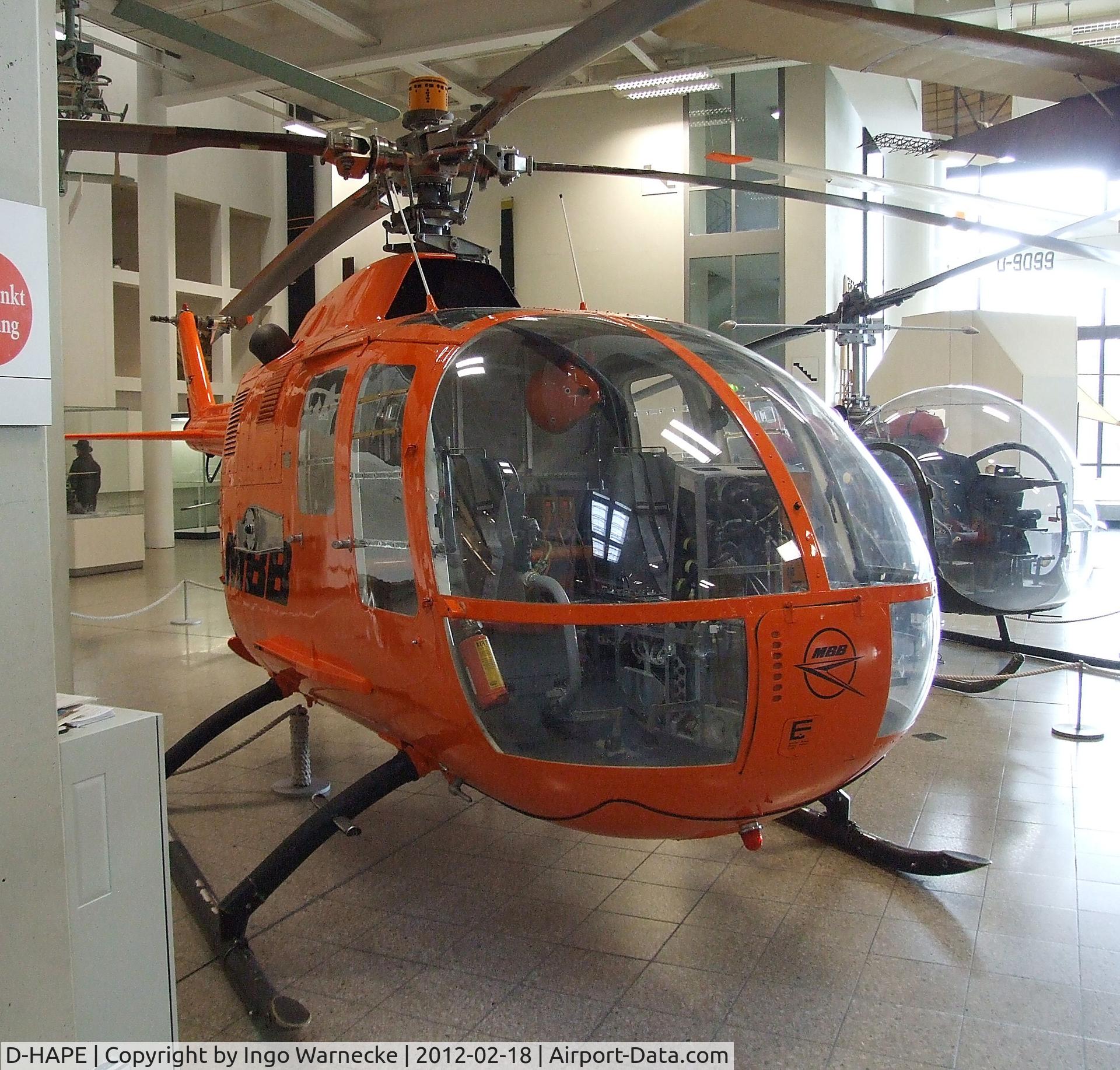 D-HAPE, MBB Bo-105P C/N V-4, MBB Bo 105P at the Deutsches Museum, München (Munich)