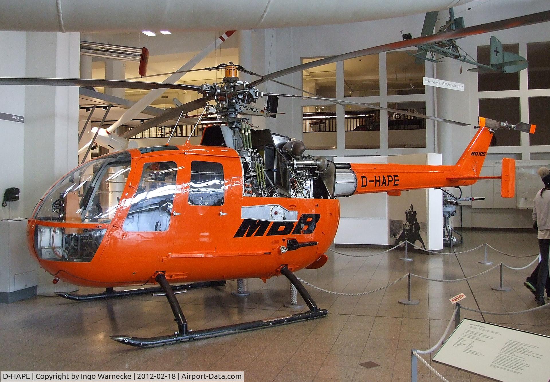 D-HAPE, MBB Bo-105P C/N V-4, MBB Bo 105P at the Deutsches Museum, München (Munich)