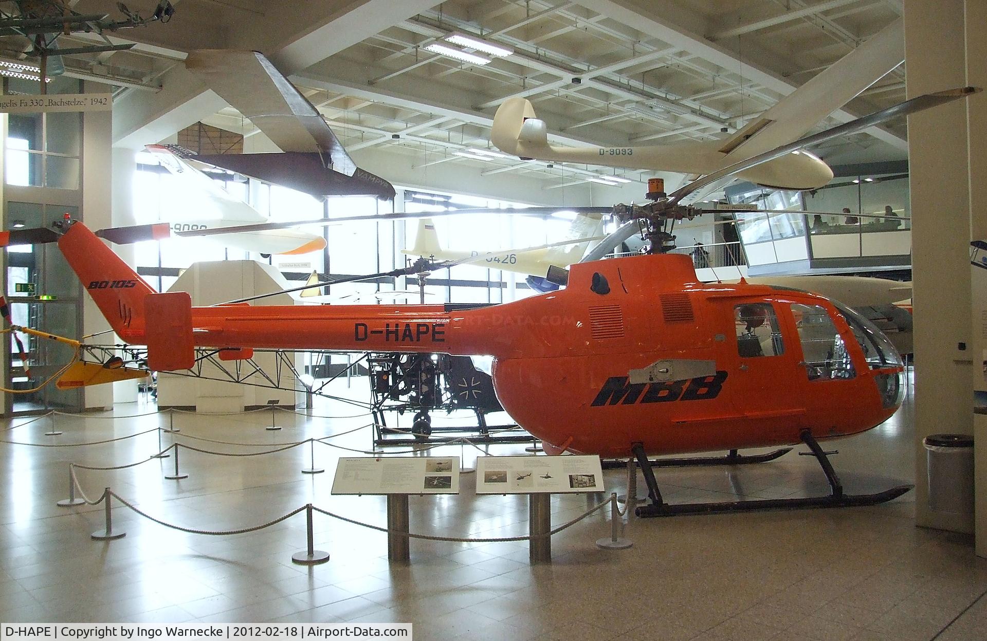 D-HAPE, MBB Bo-105P C/N V-4, MBB Bo 105P at the Deutsches Museum, München (Munich)