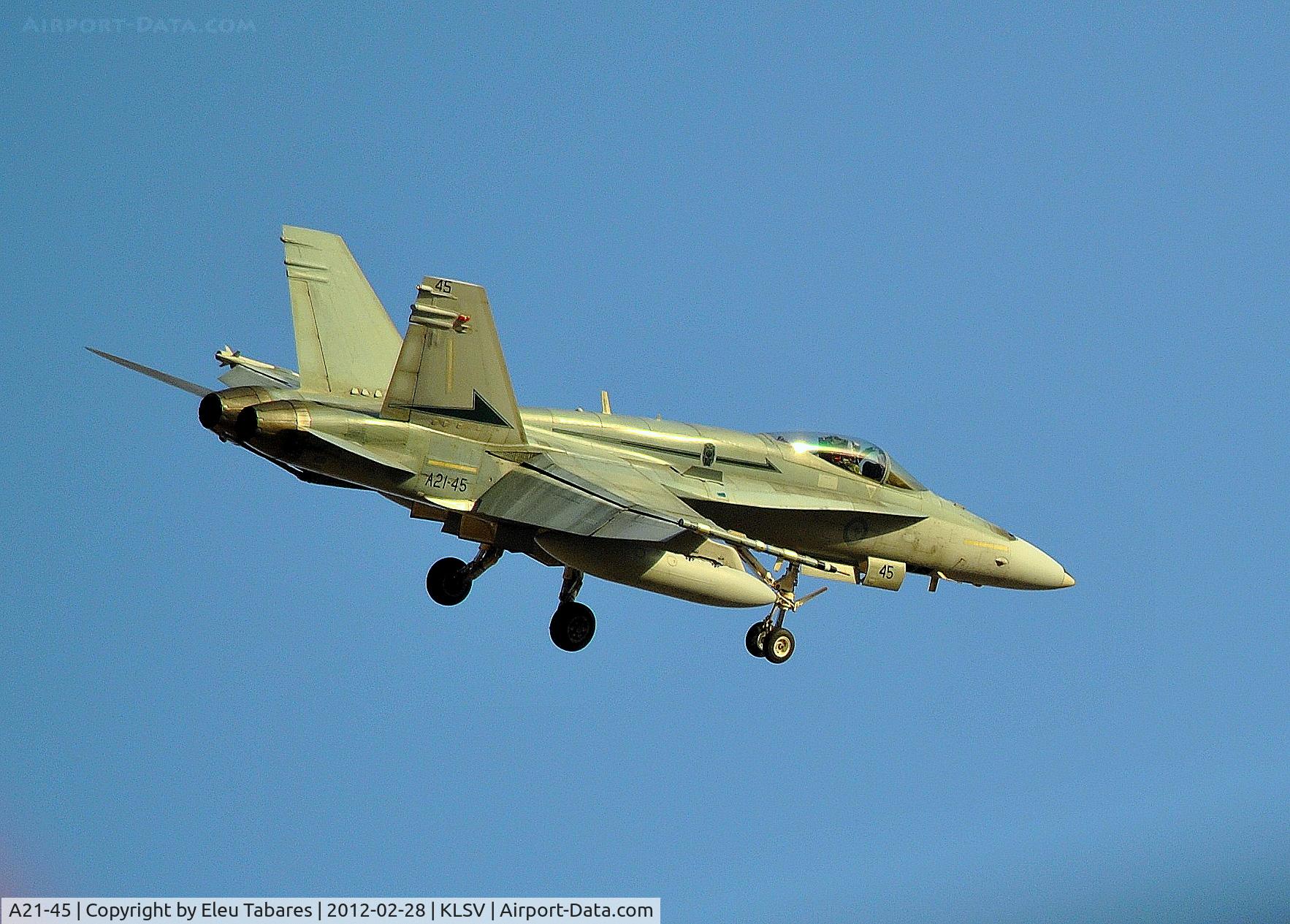 A21-45, 1989 McDonnell Douglas F/A-18A Hornet C/N 0722/AF045, Taken during Red Flag Exercise at Nellis Air Force Base, Nevada.