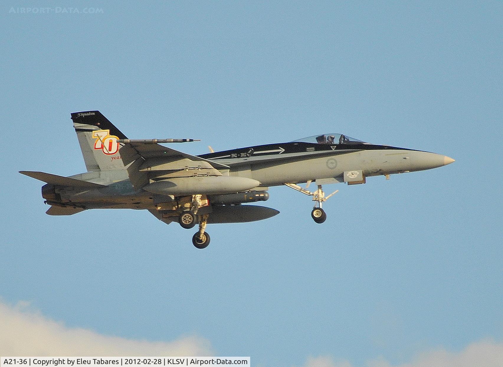 A21-36, 1988 McDonnell Douglas F/A-18A Hornet C/N 0595/AF036, Taken during Red Flag Exercise at Nellis Air Force Base, Nevada.
