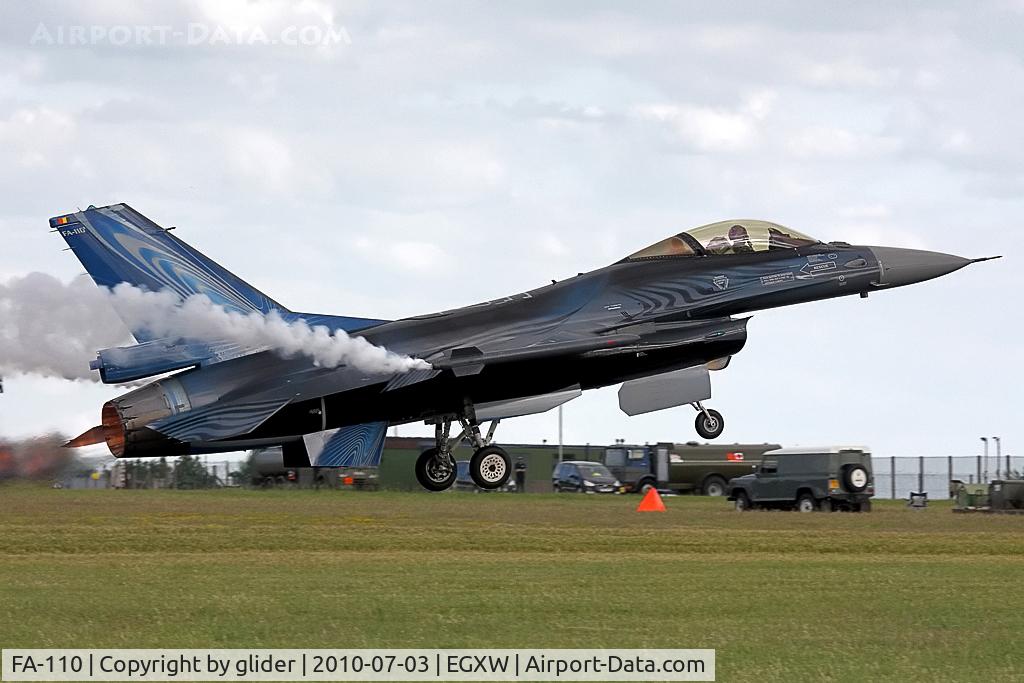 FA-110, SABCA F-16AM Fighting Falcon C/N 6H-110, Smoky climb out!