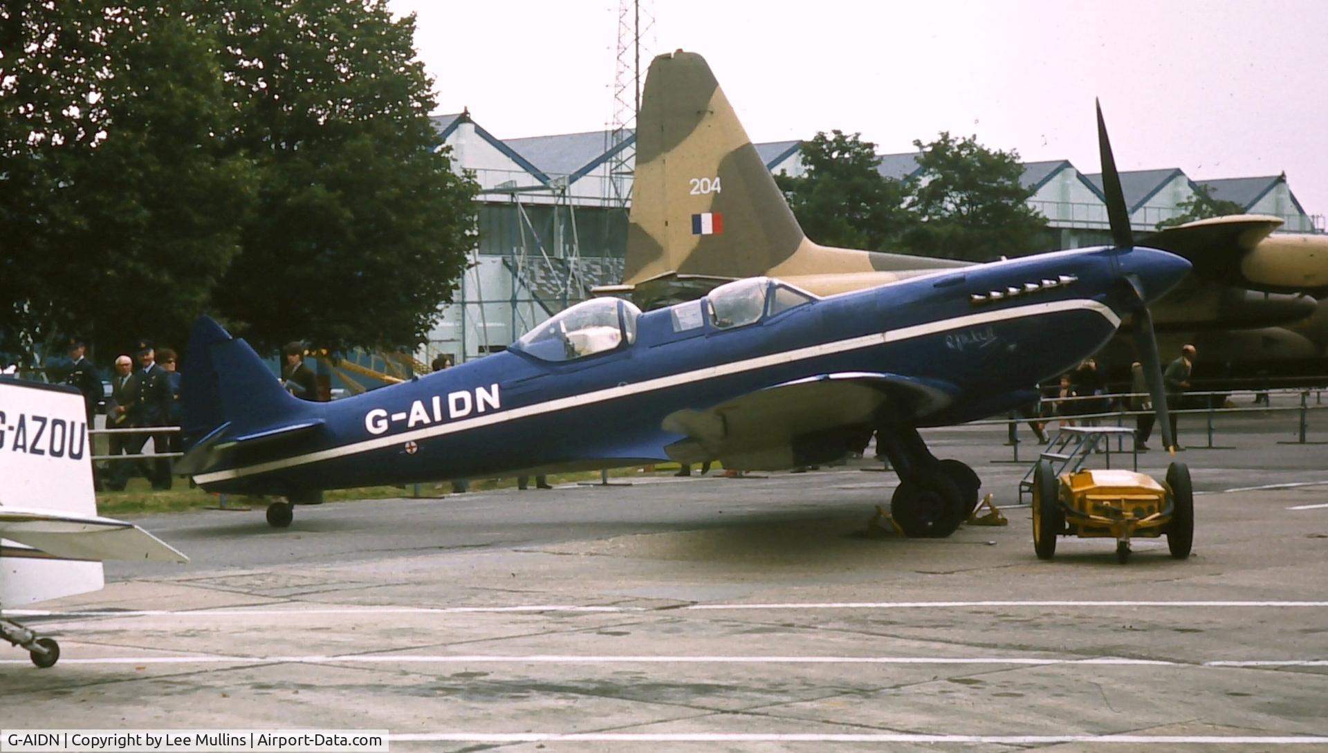 G-AIDN, 1944 Supermarine 502 Spitfire TR.8 (LF.VIIIc) C/N 6S/729058, G-AIDN seen at Abingdon in the early 1970's