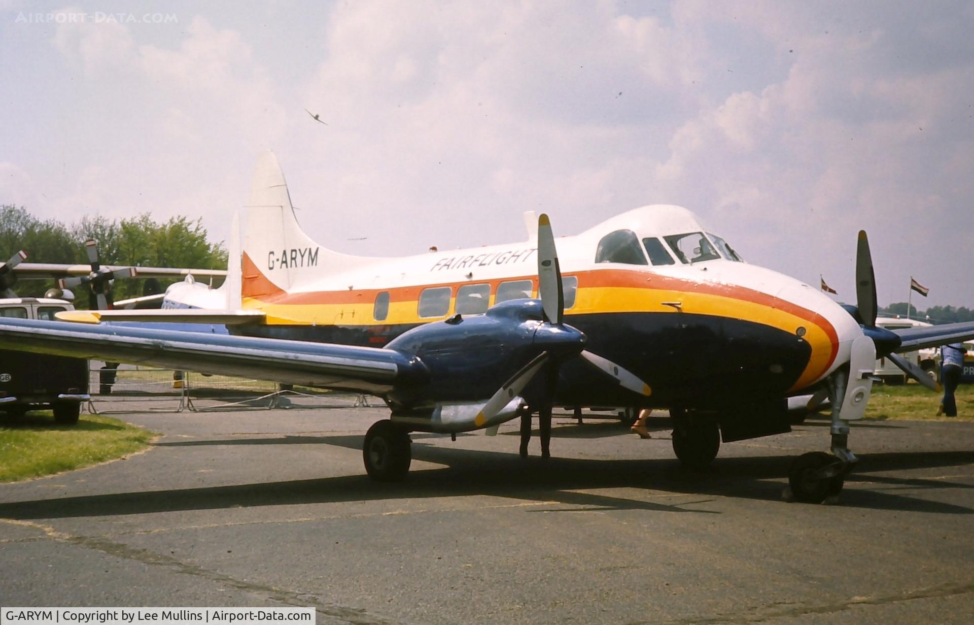 G-ARYM, 1962 De Havilland DH-104 Dove 8 C/N 04529, Fairflight. At Biggin Hill C1972